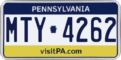 PA license plate MTY4262