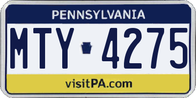 PA license plate MTY4275