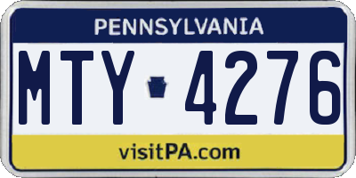 PA license plate MTY4276