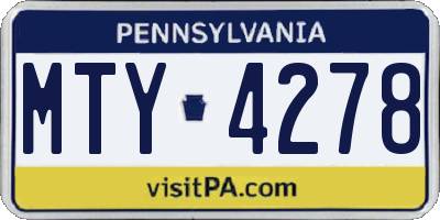 PA license plate MTY4278