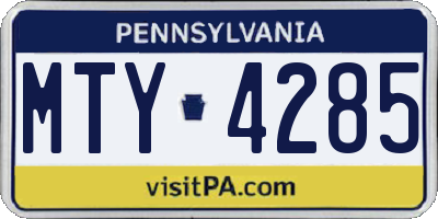 PA license plate MTY4285