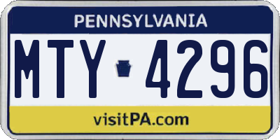 PA license plate MTY4296