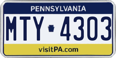 PA license plate MTY4303