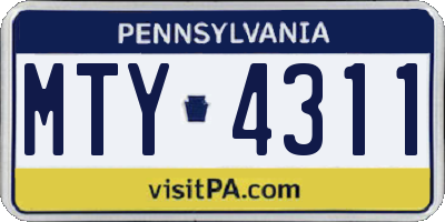 PA license plate MTY4311