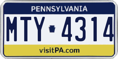 PA license plate MTY4314