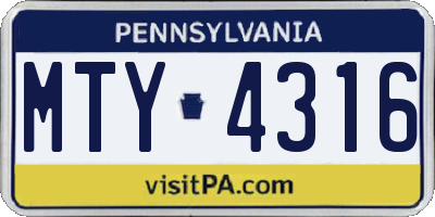 PA license plate MTY4316