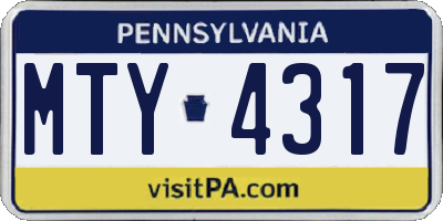 PA license plate MTY4317