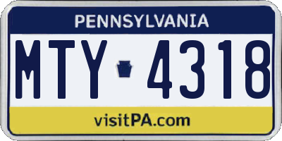 PA license plate MTY4318