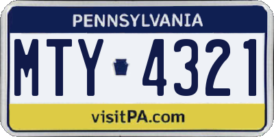 PA license plate MTY4321