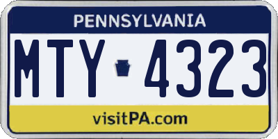 PA license plate MTY4323