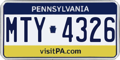 PA license plate MTY4326