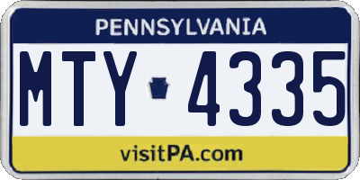 PA license plate MTY4335