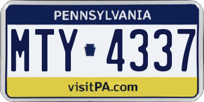 PA license plate MTY4337