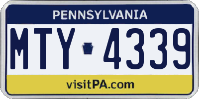 PA license plate MTY4339