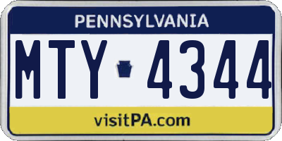 PA license plate MTY4344