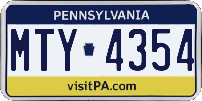 PA license plate MTY4354