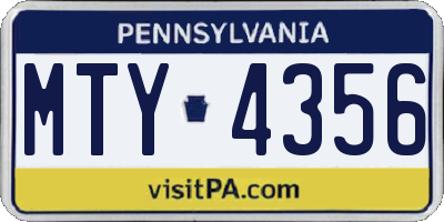 PA license plate MTY4356