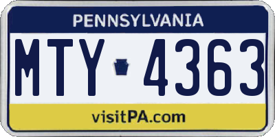 PA license plate MTY4363