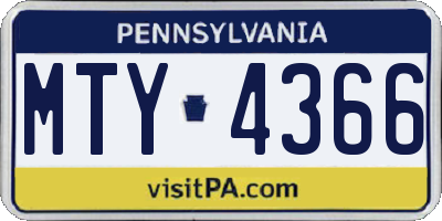 PA license plate MTY4366