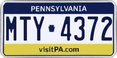 PA license plate MTY4372