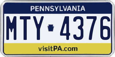 PA license plate MTY4376
