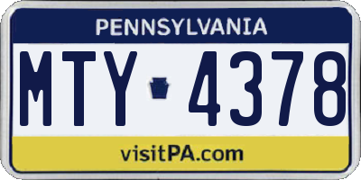 PA license plate MTY4378