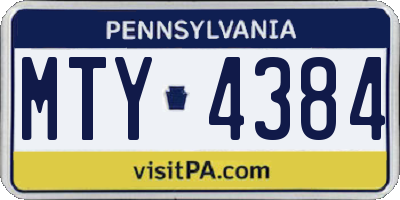 PA license plate MTY4384