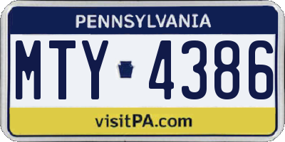 PA license plate MTY4386