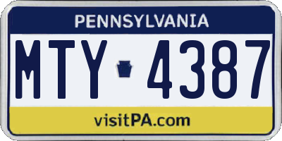 PA license plate MTY4387