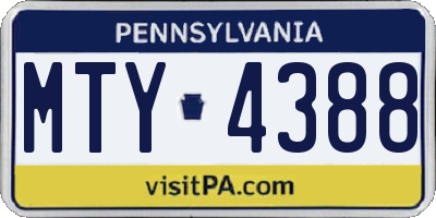 PA license plate MTY4388