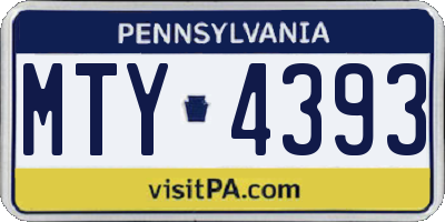 PA license plate MTY4393