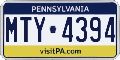 PA license plate MTY4394