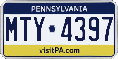 PA license plate MTY4397