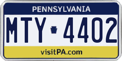 PA license plate MTY4402