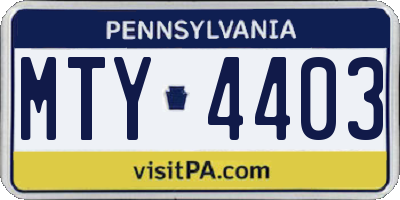 PA license plate MTY4403