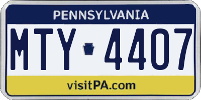 PA license plate MTY4407