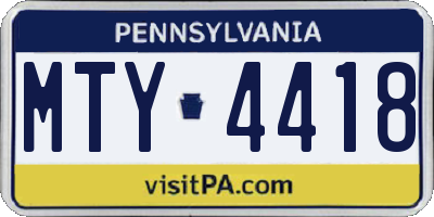 PA license plate MTY4418