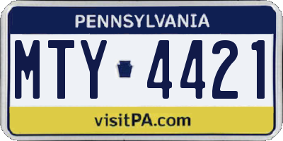 PA license plate MTY4421