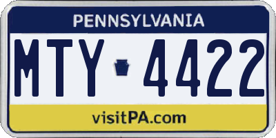 PA license plate MTY4422