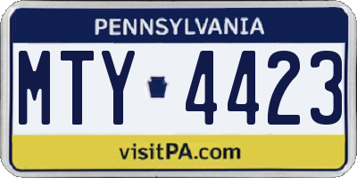PA license plate MTY4423