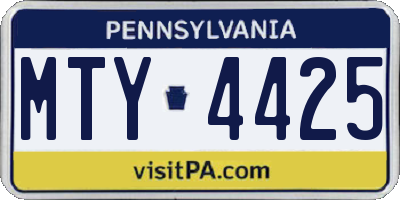 PA license plate MTY4425