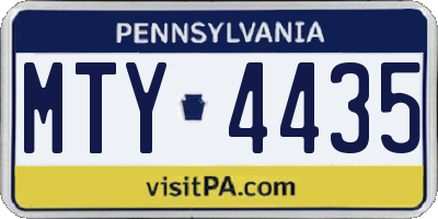 PA license plate MTY4435