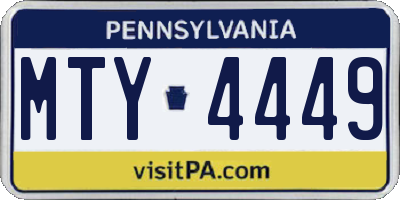 PA license plate MTY4449