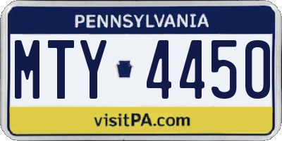 PA license plate MTY4450
