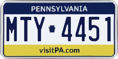 PA license plate MTY4451