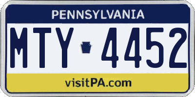 PA license plate MTY4452