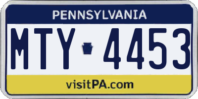 PA license plate MTY4453