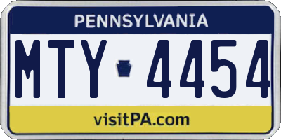 PA license plate MTY4454