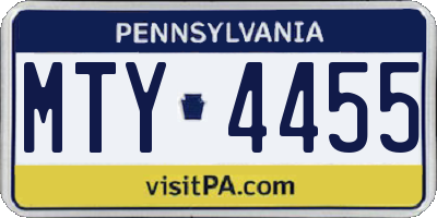 PA license plate MTY4455