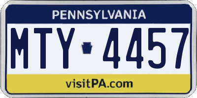 PA license plate MTY4457